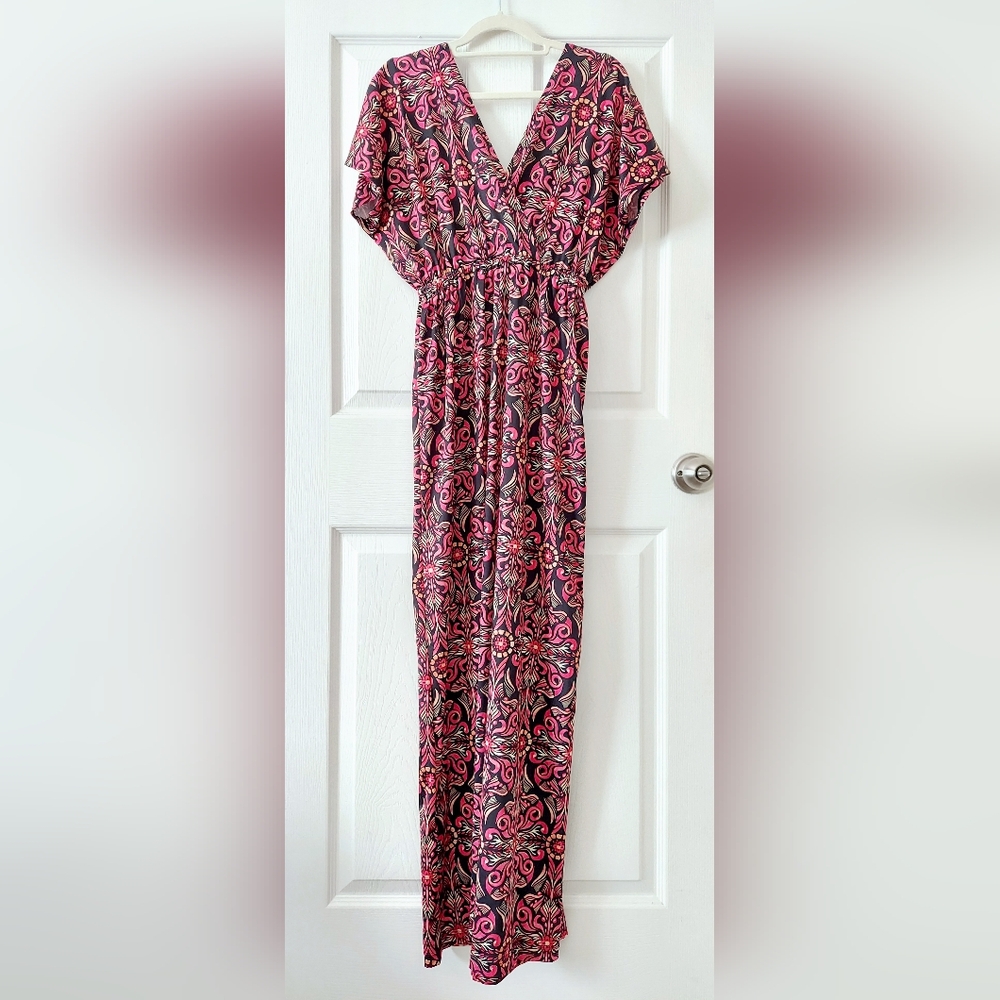 Koh Koh Flor-de-lis Print Dolman Maxi Dress